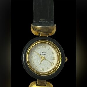 Anne Klein Black and Gold Vintage Wrist Watch